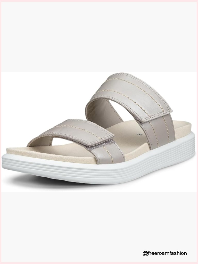 Slide Sandals Open Toe Leather Cushioned Comfortable Slip On